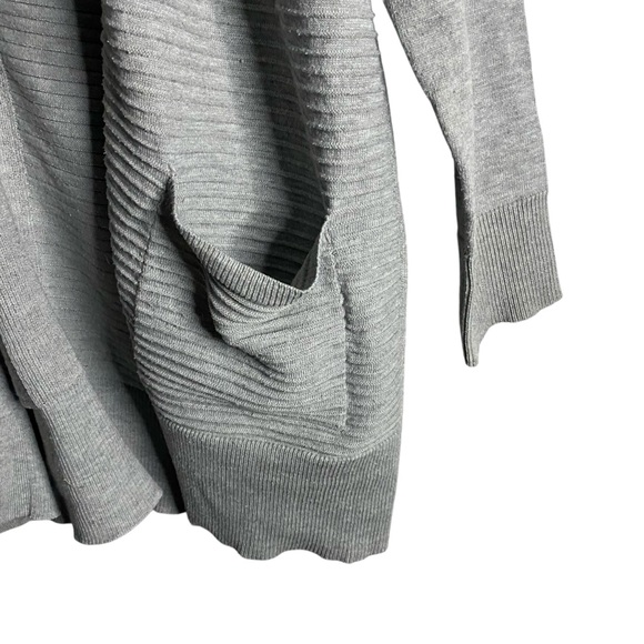 Peyton Primrose Women's Gray Ribbed Open Front Cardigan - Picture 4 of 6